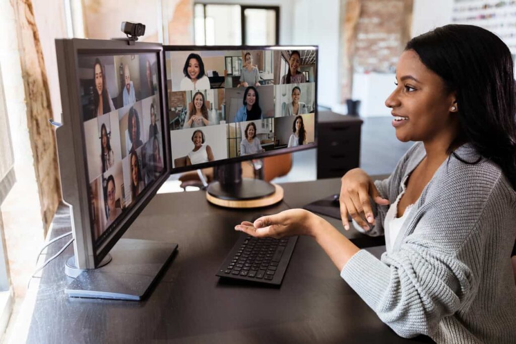Modern Corporate Boardroom 4K Video Conferencing and Audio Visual Display Setup